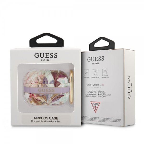 Guess AirPods Pro Cover Blomsterprint & Guldkrog Lilla