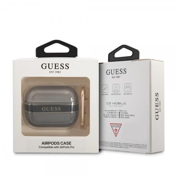 Guess AirPods Pro Cover Printed Stripe & Gold Hook Sort