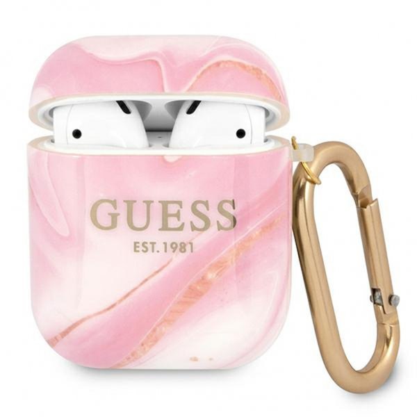 Guess AirPods (1/2) Cover Shiny Marble Rosa
