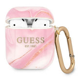 Guess AirPods (1/2) Cover Shiny Marble Rosa