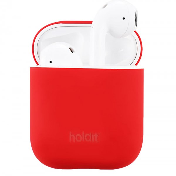 holdit AirPods (1/2) Cover Silikone Nygård Ruby Red