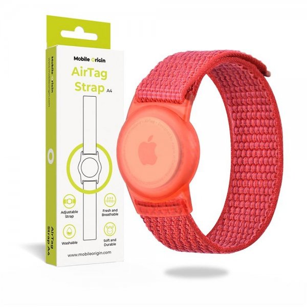 Mobile Origin AirTag Armbånd Nylon Rød