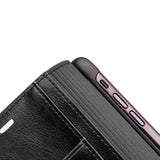 Qialino iPhone Xs Max Etui Ægte Læder Kortlomme Sort
