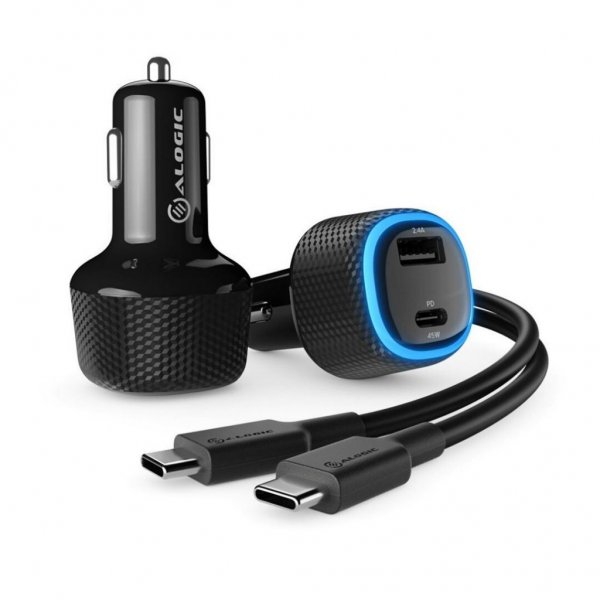 ALOGIC RAPID 2-ports USB-C og USB-A biloplader til bærbar computer og mobiltelefon