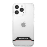 AMG iPhone 13 Pro Cover Elektrobelagte Horisontale Striber Rød Transparent