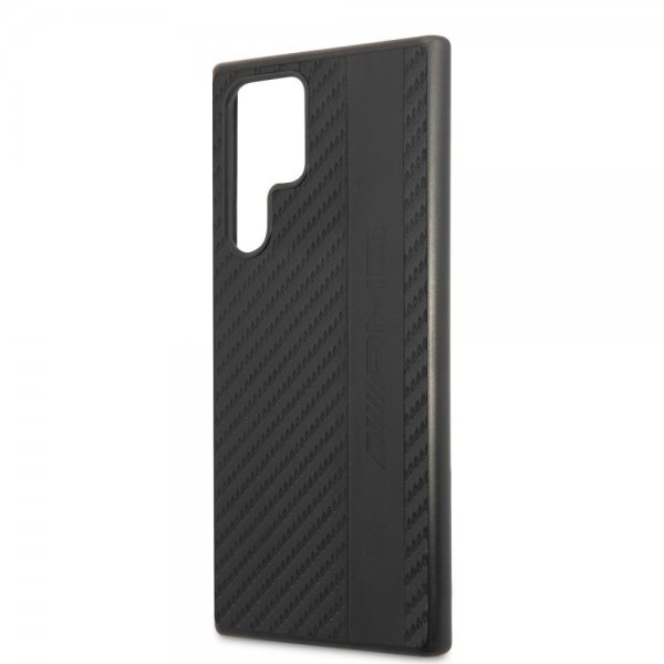 AMG Samsung Galaxy S22 Ultra Cover Læder Stribe Carbon Sort