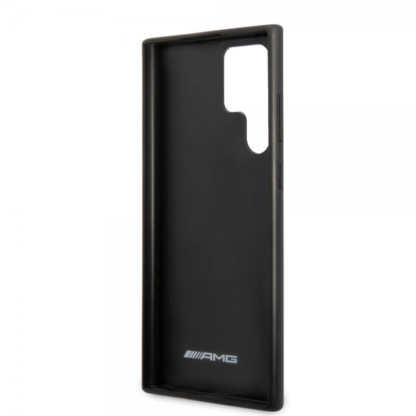 AMG Samsung Galaxy S22 Ultra Cover Læder Stribe Carbon Sort