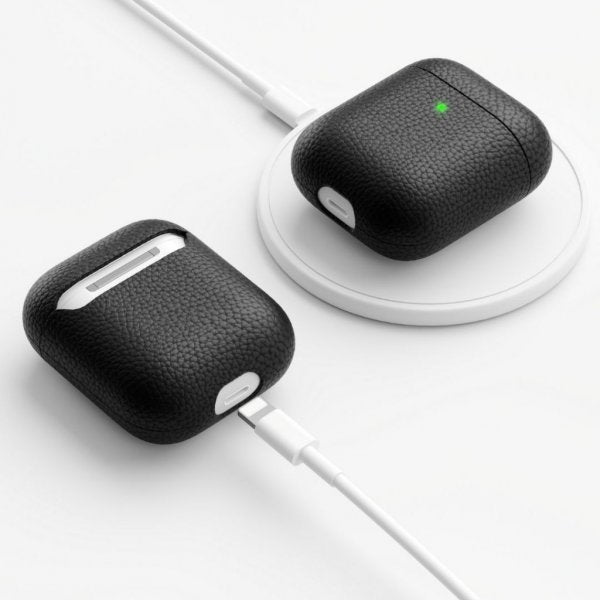 KeyBudz AirPods (1/2) Cover PodSkinz Ægte Læder Sort