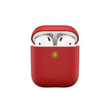 KeyBudz AirPods (1/2) Cover PodSkinz Ægte Læder Rød