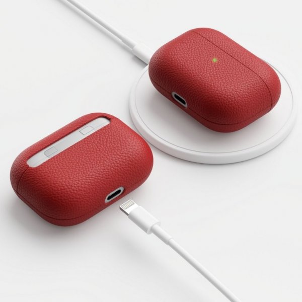 KeyBudz AirPods Pro Cover PodSkinz Ægte Læder Rød