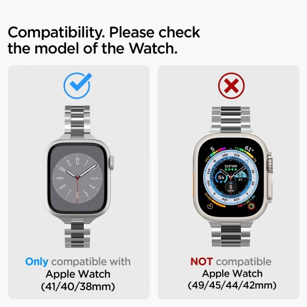 Spigen Apple Watch 38/40/41mm Rem Modern Fit 316L Sølv
