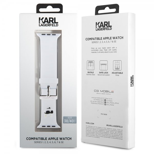 Karl Lagerfeld Apple Watch 38/40/41/42mm Rem Gummi NFT Choupette Hvid