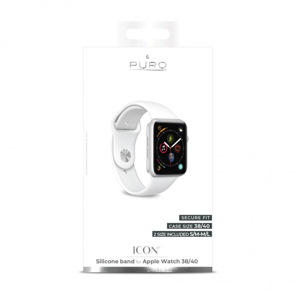 Puro Apple Watch 38/40/41/42mm Rem ICON Silikonebånd Hvid