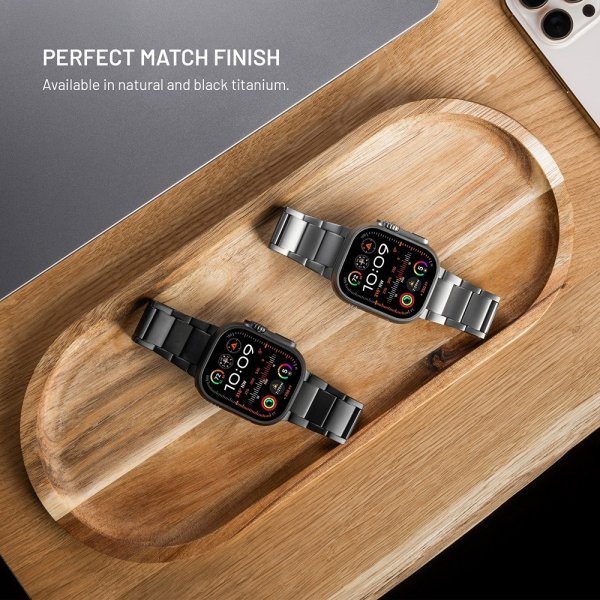Fast Apple Watch 42/44/45/46mm Armbånd Titaniumrem Sort