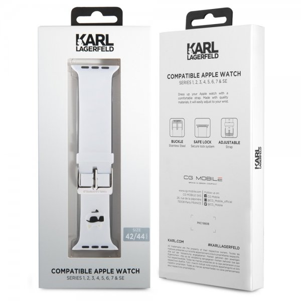 Karl Lagerfeld Apple Watch 44/45/46mm/Apple Watch Ultra Rem Silikone NFT Choupette Hvid