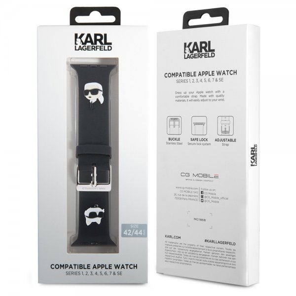 Karl Lagerfeld Apple Watch 42/44/45/Apple Watch Ultra Rem Silikone NFT Karl & Choupette Sort
