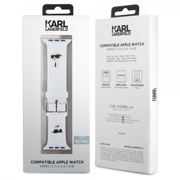 Karl Lagerfeld Apple Watch 44/45/46 mm/Apple Watch Ultra rem gummi NFT Karl & Choupette Hvid