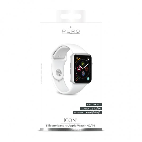 Puro Apple Watch 44/45/46mm/Apple Watch Ultra Armbånd ICON Silikonebånd Hvid