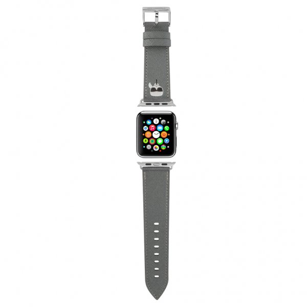 Karl Lagerfeld Apple Watch 42/44/45mm/Apple Watch Ultra Rem Saffiano Sølv