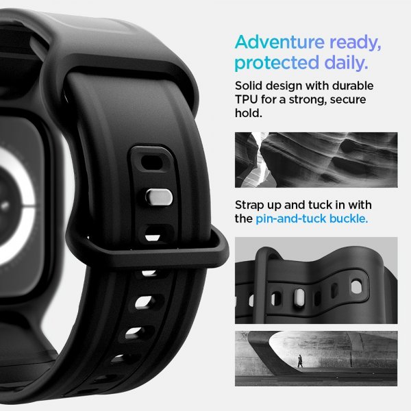 Spigen Apple Watch 42mm (Serie 10/11) Rem og Cover Vault Pro Mat Sort
