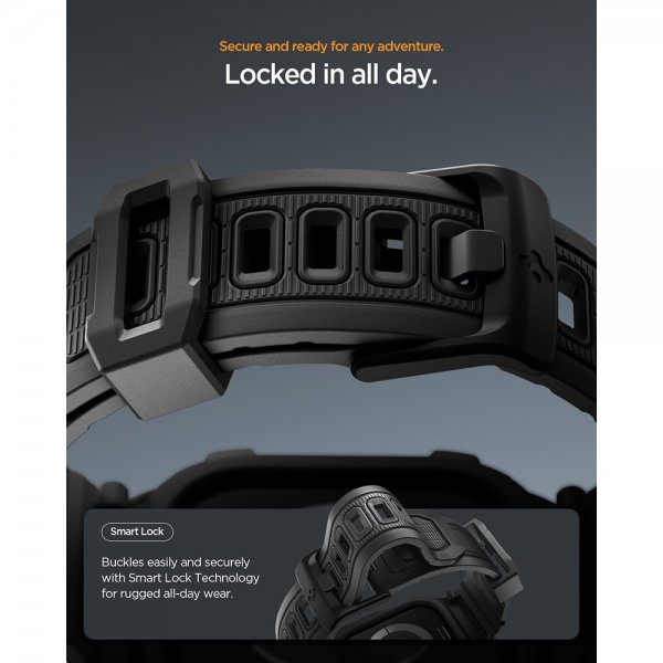Spigen Apple Watch 42mm (Serie 10/11) Rem Rugged Armor Pro 2 Mat Sort