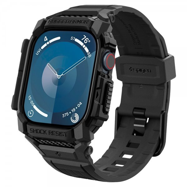 Spigen Apple Watch 42mm (Serie 10/11) Rem og Cover Rugged Armor Pro Mat Sort