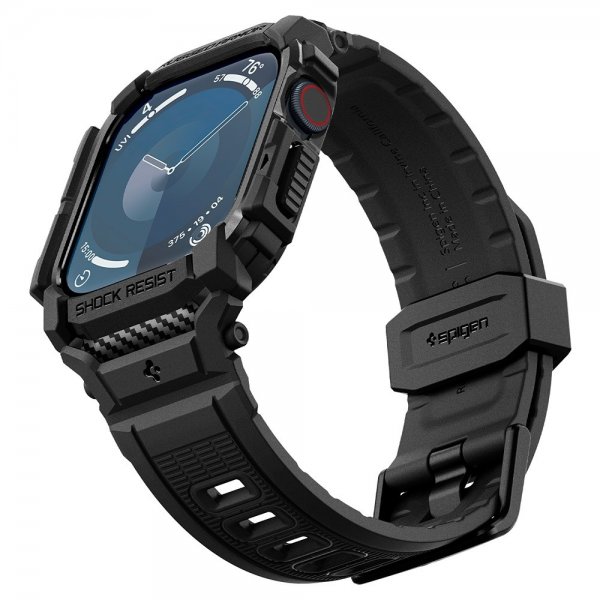Spigen Apple Watch 42mm (Serie 10/11) Rem og Cover Rugged Armor Pro Mat Sort