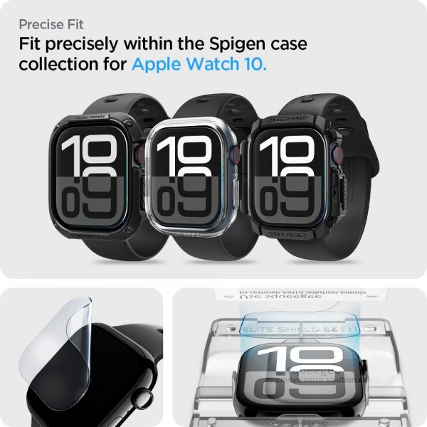 Spigen Apple Watch 42mm (Serie 10/11) Skærmbeskyttelse EliteShield EZ Fit 2-pak