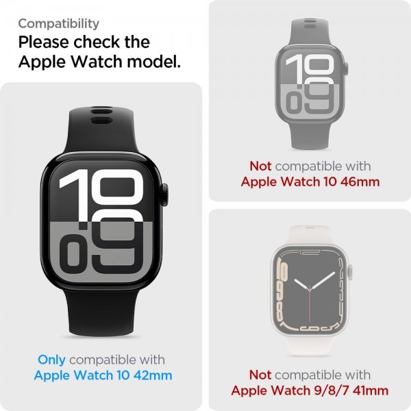 Spigen Apple Watch 42mm (Serie 10/11) Skærmbeskyttelse EliteShield EZ Fit 2-pak