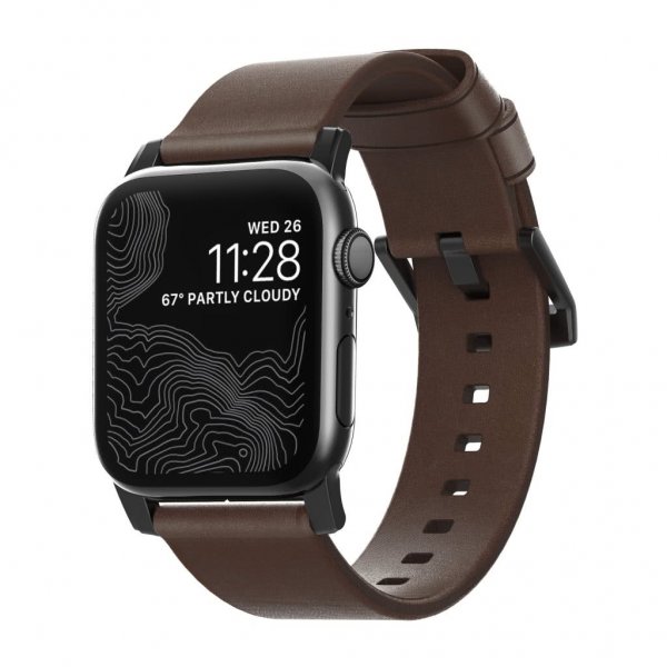 Nomad Apple Watch 44/45/46mm/Apple Watch Ultra urrem Modern Band Black Hardware Rustic Brown