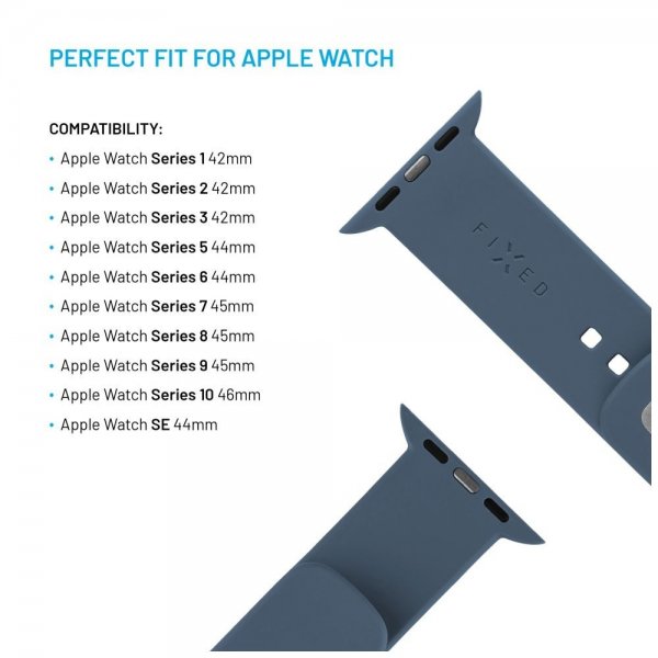 Fixed Apple Watch 44/45/46mm Armbånd Silikone Sporty Rem Lyseblå