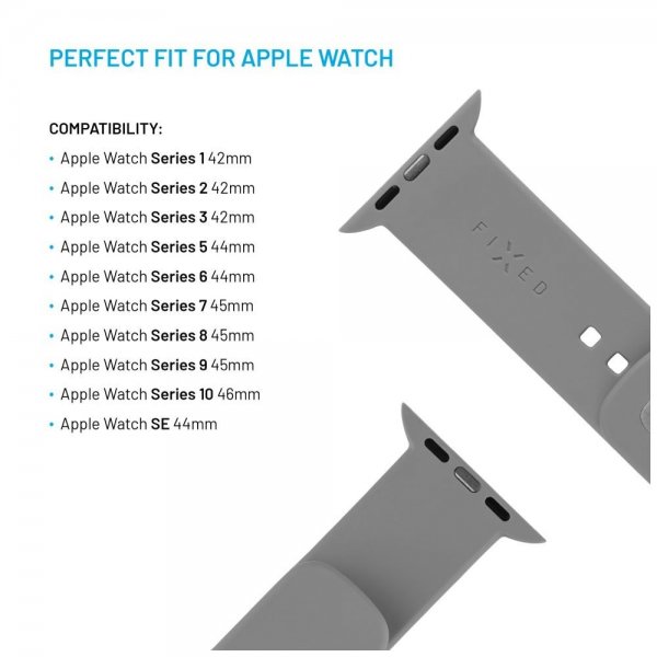 Fixed Apple Watch 44/45/46mm Armbånd Silikone Sporty Rem Grå