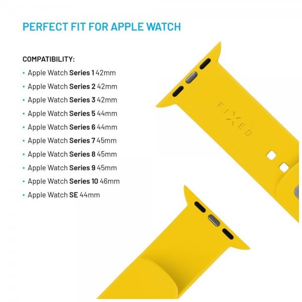 Fast Apple Watch 44/45/46mm Rem Silikone Sport Rem Gul