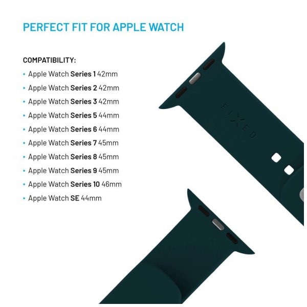 Fastsiddende Apple Watch 44/45/46mm Armbånd Silikone Sporty Rem Mørkegrøn