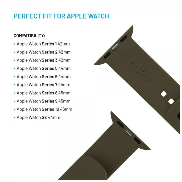 Fast Apple Watch 44/45/46mm Rem Silikone Sporty Rem Olivengrøn