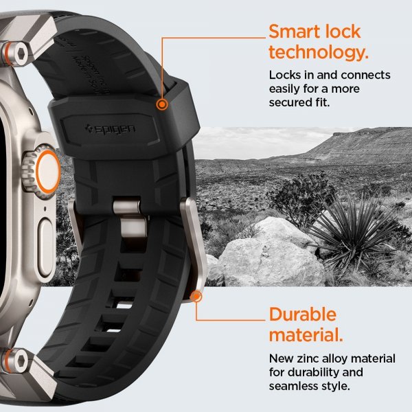 Spigen Apple Watch 44/45/46mm/Ultra 49mm Rem DuraPro Armor PU Sort