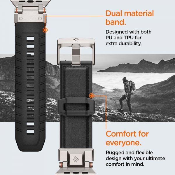 Spigen Apple Watch 44/45/46mm/Ultra 49mm Rem DuraPro Armor PU Sort