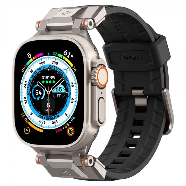 Spigen Apple Watch 44/45/46/49mm Armbånd DuraPro Armor Sort