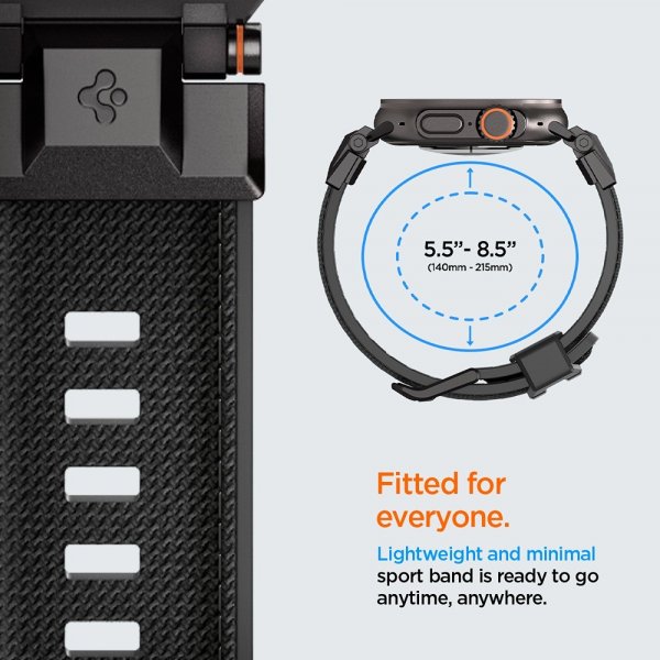 Spigen Apple Watch 44/45/46/49mm Armbånd DuraPro Armor Sort