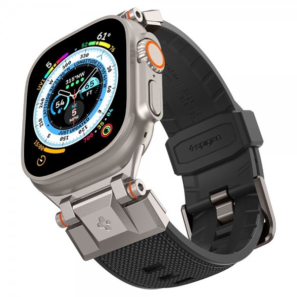 Spigen Apple Watch 44/45/46/49mm Armbånd DuraPro Armor Sort