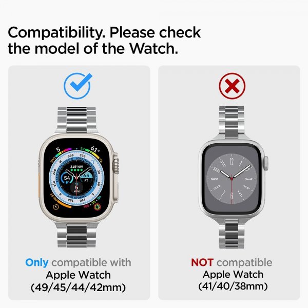 Spigen Apple Watch 44/45/46mm/Ultra 49mm Rem Modern Fit 316L Sølv