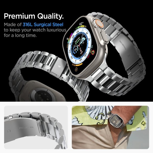 Spigen Apple Watch 44/45/46mm/Ultra 49mm Rem Modern Fit 316L Sølv