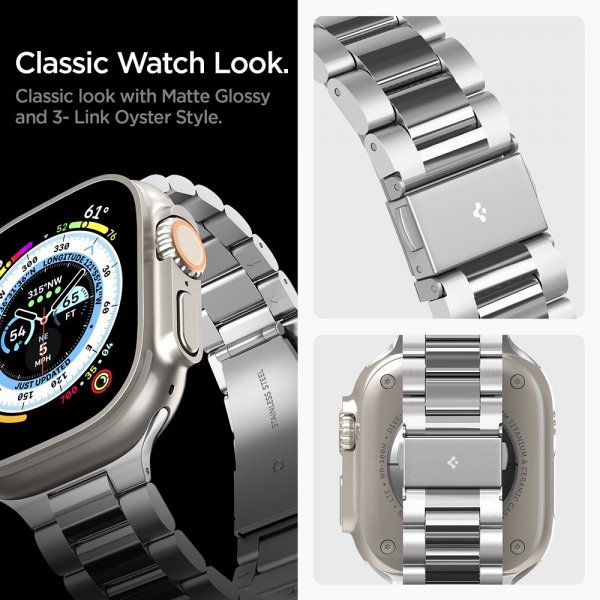 Spigen Apple Watch 44/45/46mm/Ultra 49mm Rem Modern Fit 316L Sølv