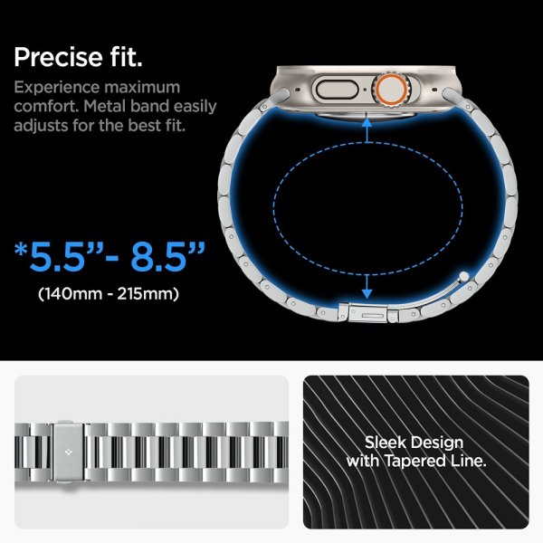 Spigen Apple Watch 44/45/46mm/Ultra 49mm Rem Modern Fit 316L Sølv