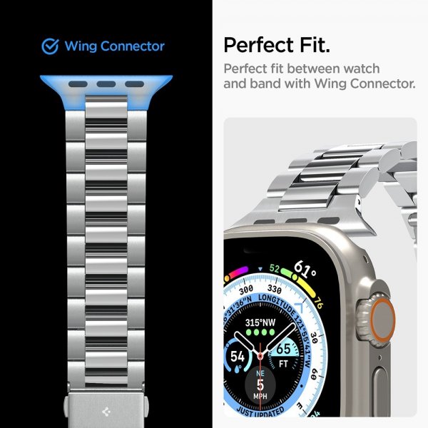 Spigen Apple Watch 44/45/46mm/Ultra 49mm Rem Modern Fit 316L Sølv