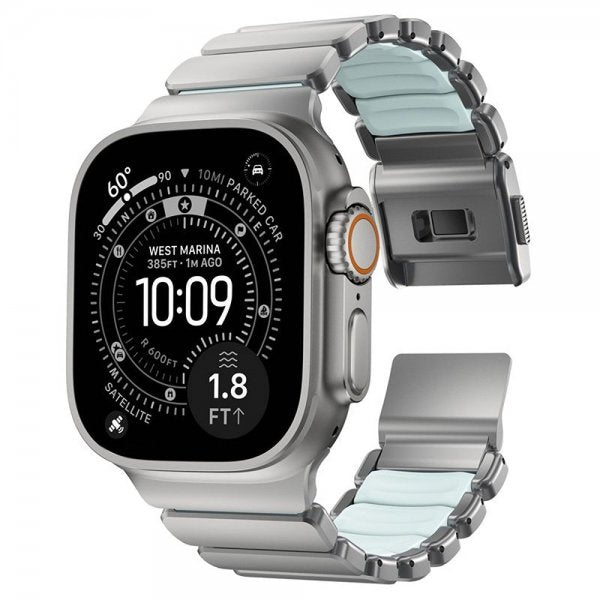 Nomad Apple Watch 44/45/46mm/Ultra 49mm Rem Stratos Band Natural Icy Blue Glow