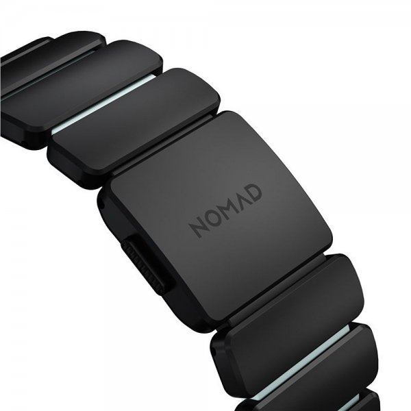 Nomad Apple Watch 44/45/46mm/Ultra 49mm Armbånd Stratos Band Sort Icy Blue Glow