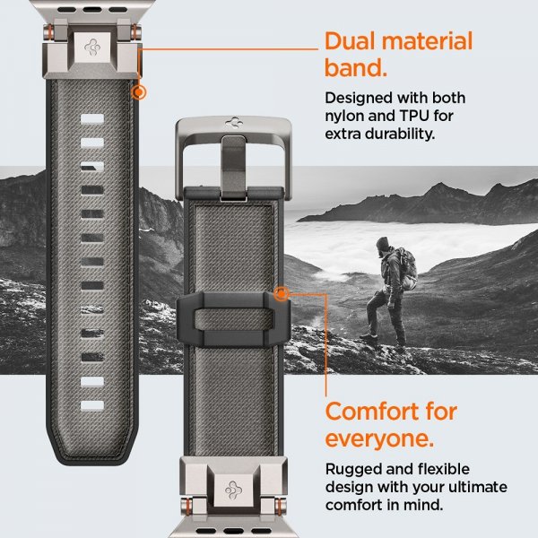 Spigen Apple Watch 44/45/46mm/Ultra 49mm Armbånd DuraPro Armor Grå