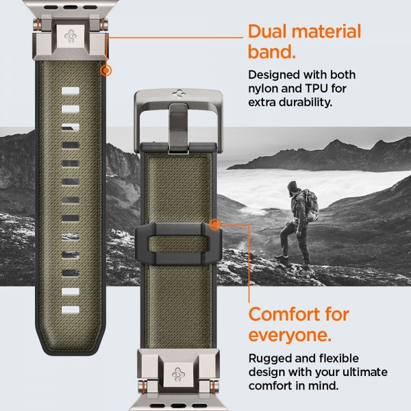 Spigen Apple Watch 44/45/46mm/Ultra 49mm Armbånd DuraPro Armor Military Green