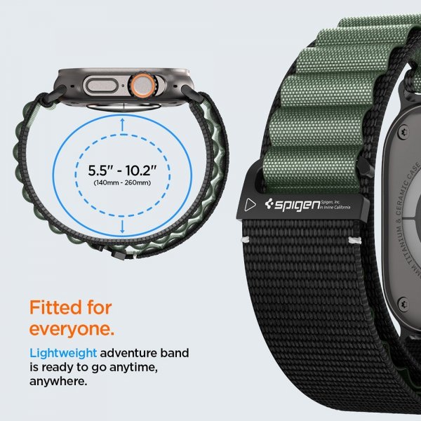Spigen Apple Watch 44/45/46mm/Ultra 49mm Rem WBF1 Sort Grøn